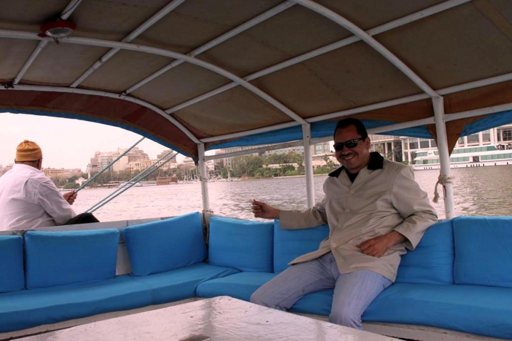 On a Fellucca ride on the Nile in downtown Cairo
